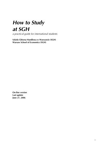 How to Study at SGH - Szkoła Główna Handlowa w Warszawie