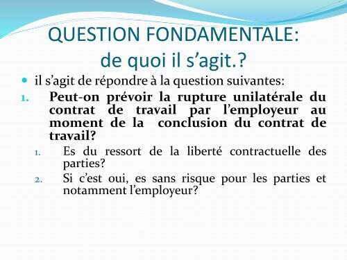 la repture de la relation de travail