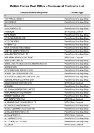 British Forces Post Office - Commercial Contracts List