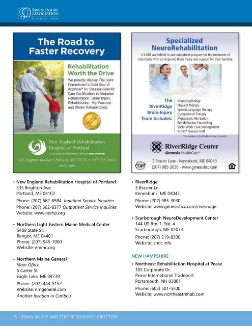 Maine Brain Injury and Stroke Resource Directory: 3rd Edition