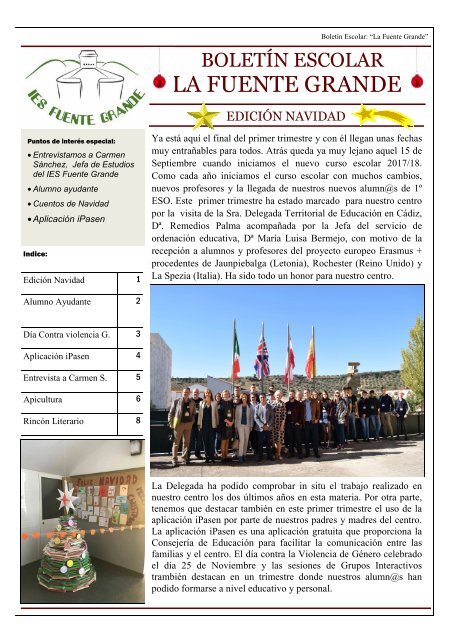 Boletín Escolar "La Fuente Grande". Edición Navidad