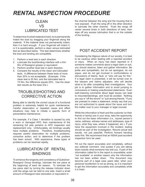 rental inspection procedure - Rossignol