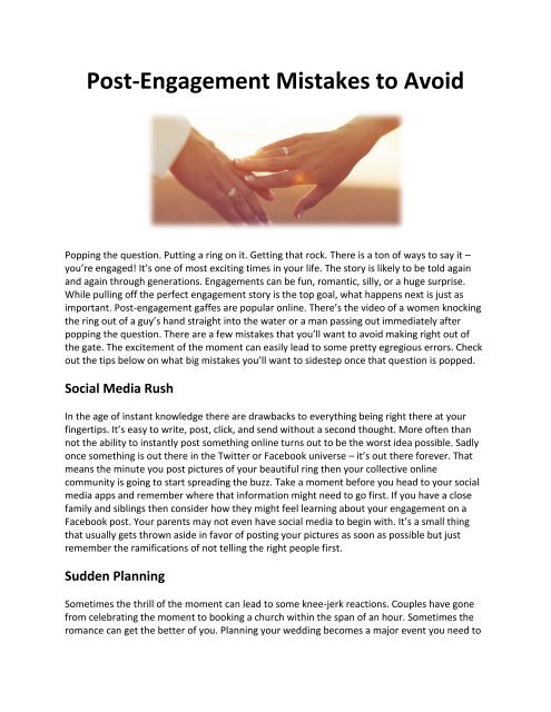 Post-Engagement Mistakes to Avoid