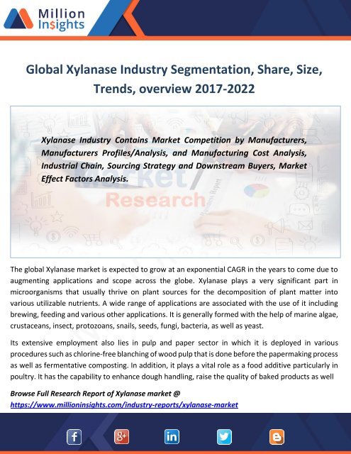 Global Xylanase Industry Segmentation, Share, Size, Trends, overview 2017-2022