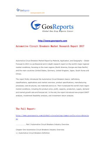 Automotive Circuit Breakers Market Research Report 2017