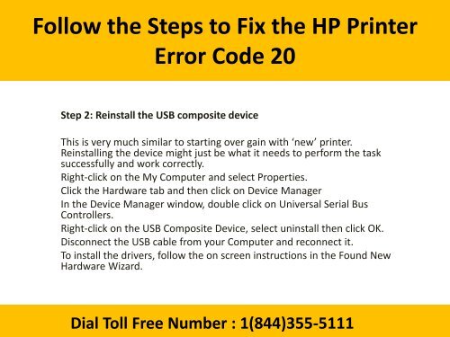 Dial 1(800)576-9647 How to Fix the HP Printer Error Code 20 ?