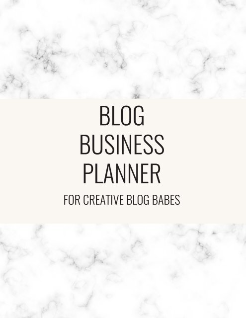 The Creative Blog Business Planner