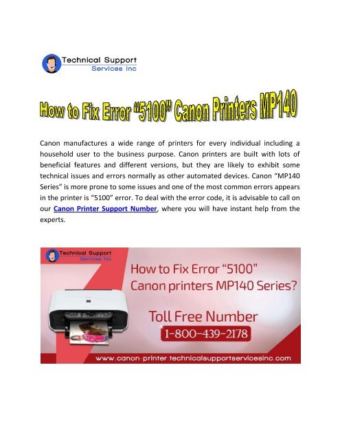How to Fix Error “5100” Canon Printers MP140 Series