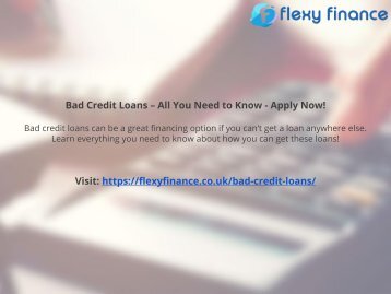 Bad Credit Loans – All You Need to Know - Apply Now!