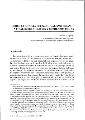 Sobre la astenia del nacionalismo español a finales - Departamento ...