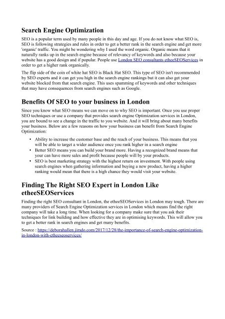 Importance of SEO in London