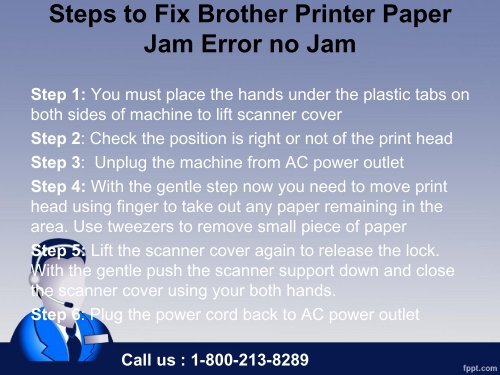 Fix Brother Printer Paper Jam Error no Jam by dialing 18002138289