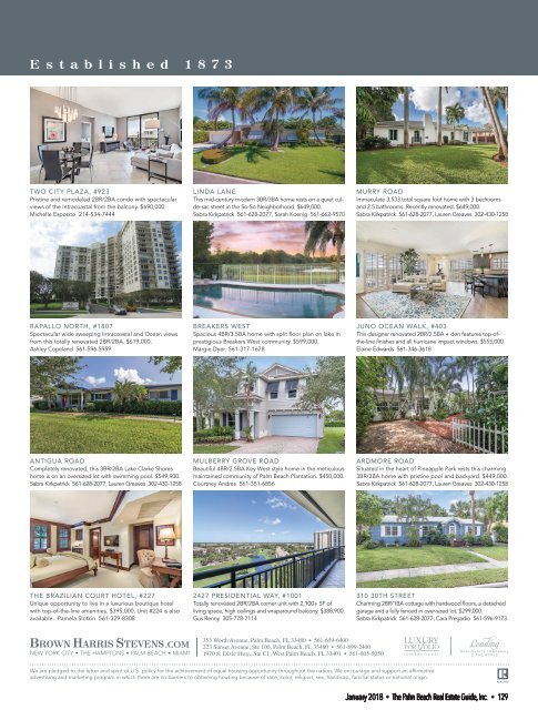 January 2018 Palm Beach Real Estate Guide