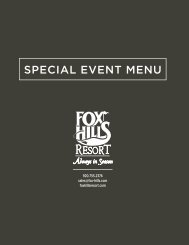 Fox Hills Resort Special Event Menu