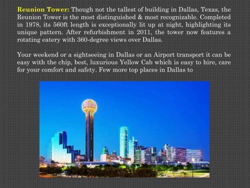 Top 4 Places In Dallas To Explore In A Yellow Cab