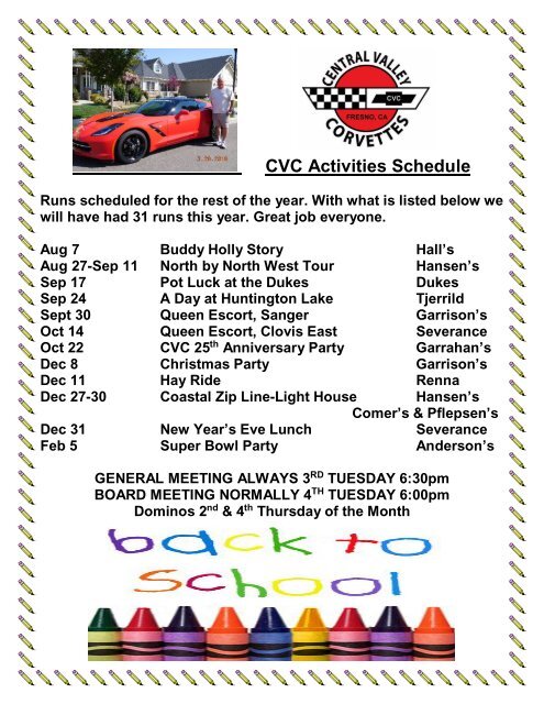 Central Valley Corvettes of Fresno - August 2016