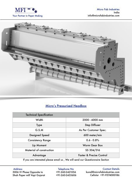 Pressurised Headbox Paper Machine