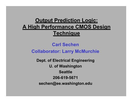 Output Prediction Logic: A High Performance CMOS Design ...