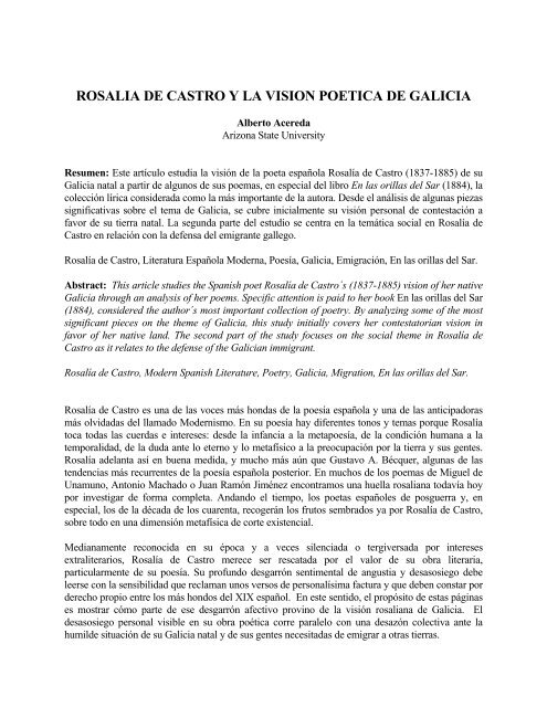 rosalia de castro y la vision poetica de galicia - Alberto Acereda