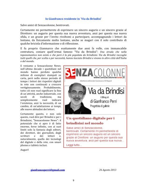 Via da Brindisi il Blog di Gianfranco Perri