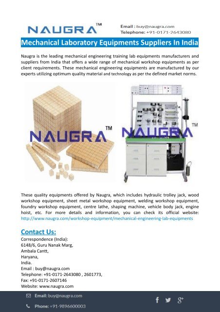 Mechanical Engineering Laboratory Equipments