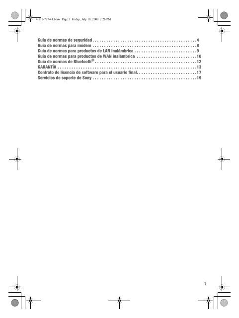 Sony VGN-FW21Z - VGN-FW21Z Documents de garantie Espagnol