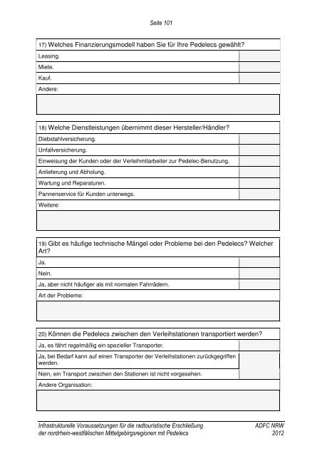 Infrastrukturelle Voraussetzungen für die radtouristische ...