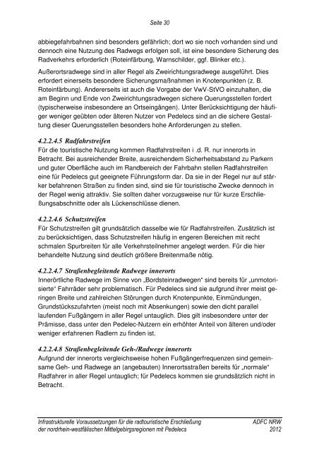 Infrastrukturelle Voraussetzungen für die radtouristische ...