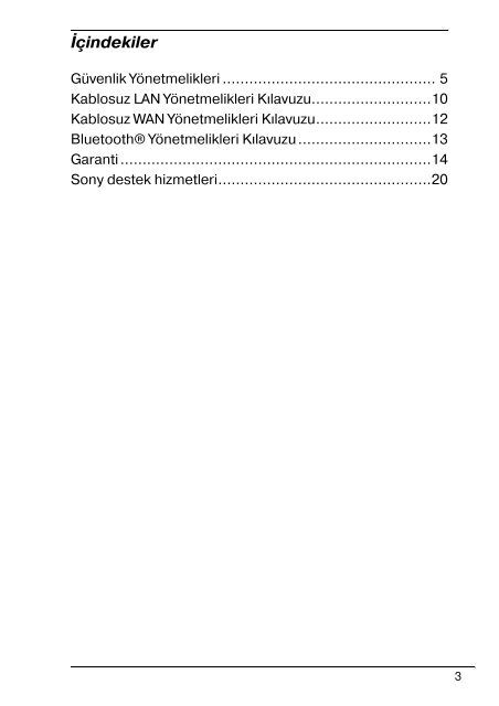 Sony VPCEB2C4E - VPCEB2C4E Documents de garantie Turc