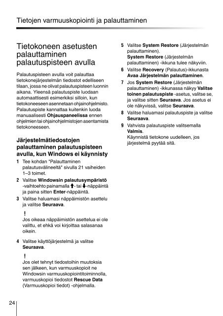 Sony VPCEB2C4E - VPCEB2C4E Guide de d&eacute;pannage Finlandais