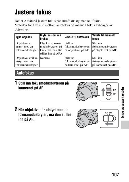 Sony SLT-A37 - SLT-A37 Consignes d&rsquo;utilisation Norv&eacute;gien