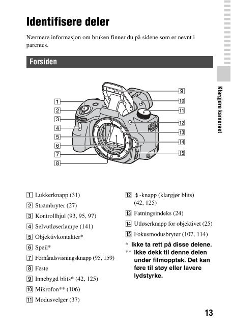 Sony SLT-A37 - SLT-A37 Consignes d&rsquo;utilisation Norv&eacute;gien