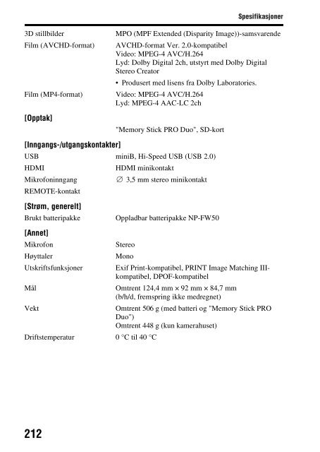 Sony SLT-A37 - SLT-A37 Consignes d&rsquo;utilisation Norv&eacute;gien