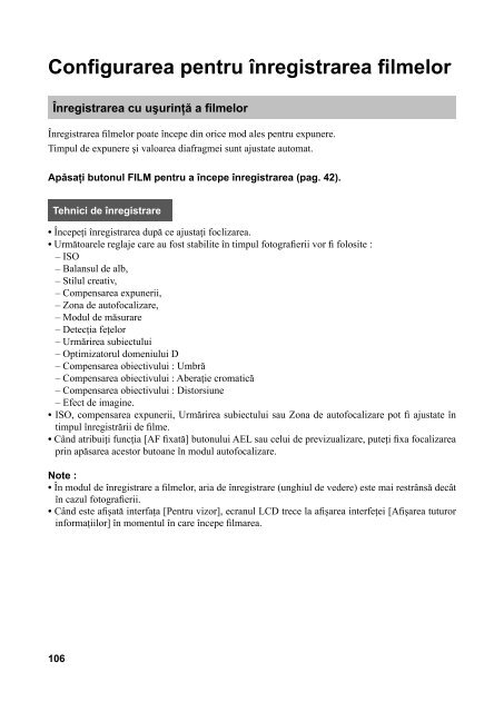 Sony SLT-A37 - SLT-A37 Mode d'emploi Roumain