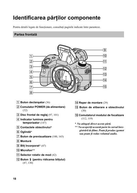 Sony SLT-A37 - SLT-A37 Mode d'emploi Roumain