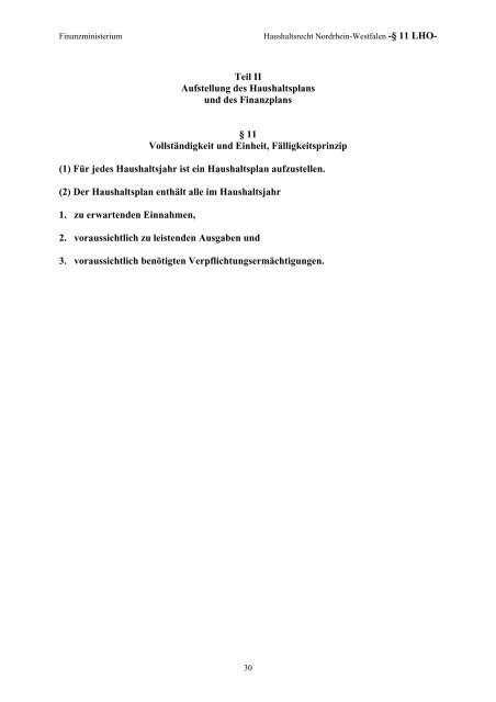 Haushaltsrecht Nordrhein-Westfalen - Finanzministerium NRW