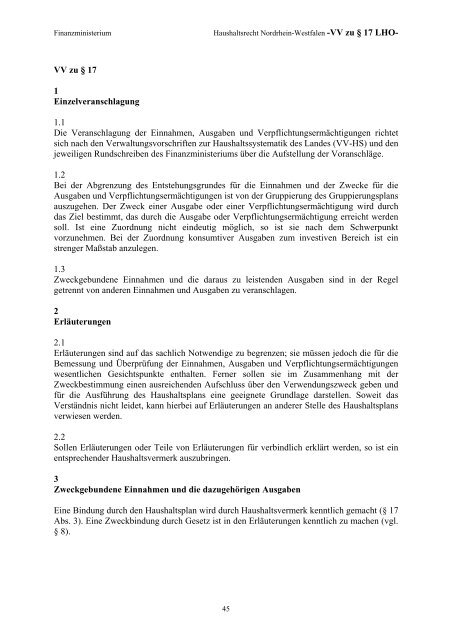 Haushaltsrecht Nordrhein-Westfalen - Finanzministerium NRW