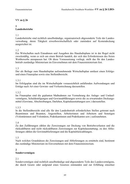 Haushaltsrecht Nordrhein-Westfalen - Finanzministerium NRW