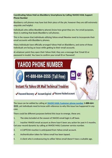Coordinating Yahoo Mail On Blackberry Smartphone Dial 1 888 664