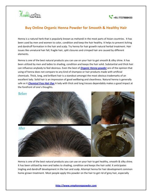Buy Online Organic Henna Powder for Smooth & Healthy Hair