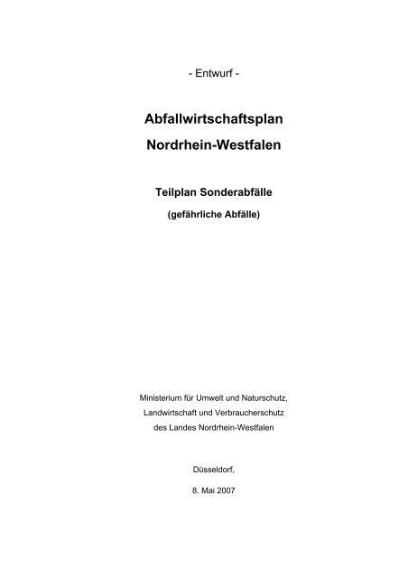 Abfallwirtschaftsplan Nordrhein-Westfalen - Ministerium für ...