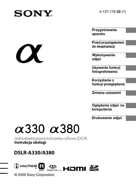 Sony DSLR-A330L - DSLR-A330L Consignes d&rsquo;utilisation Polonais