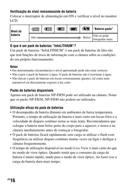 Sony DSLR-A330L - DSLR-A330L Consignes d&rsquo;utilisation Portugais