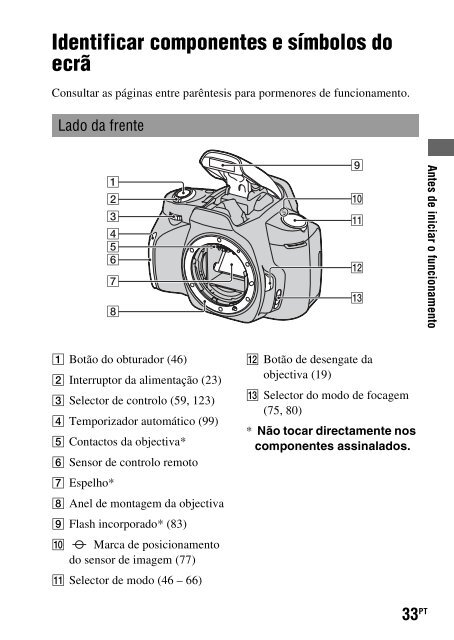 Sony DSLR-A330L - DSLR-A330L Consignes d&rsquo;utilisation Portugais