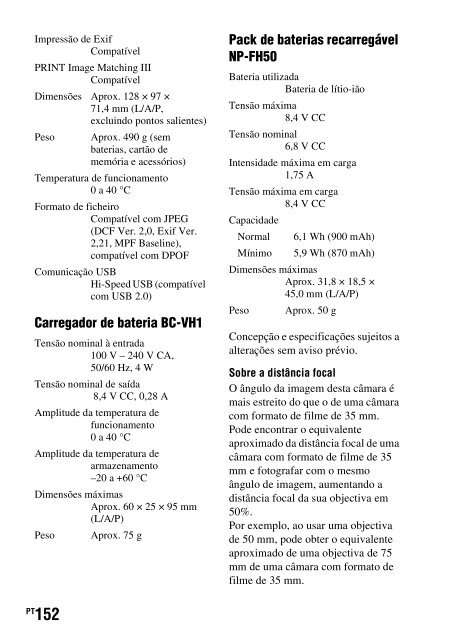 Sony DSLR-A330L - DSLR-A330L Consignes d&rsquo;utilisation Portugais