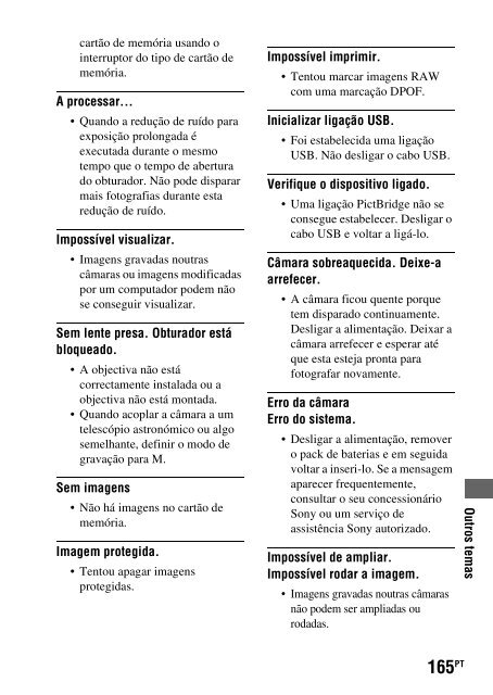 Sony DSLR-A330L - DSLR-A330L Consignes d&rsquo;utilisation Portugais