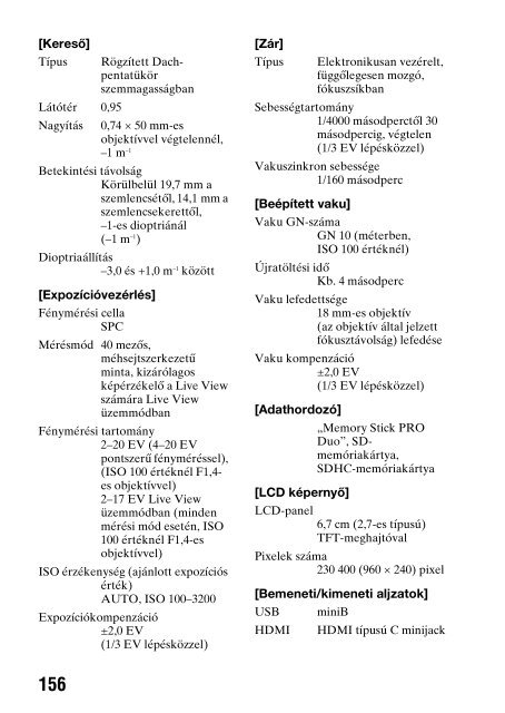 Sony DSLR-A330L - DSLR-A330L Consignes d&rsquo;utilisation Hongrois