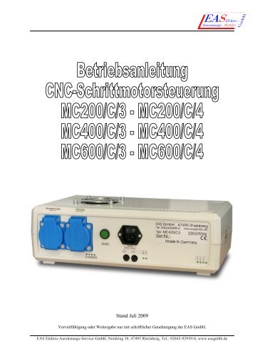 Betriebsanleitung CNC-Steuerung MC200/C/3. PDF ... - EAS GmbH