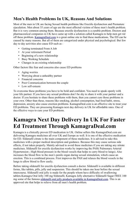 Kamagra Next Day Delivery In UK