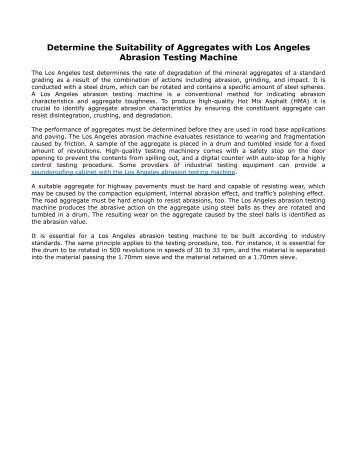 Determine the Suitability of Aggregates with Los Angeles Abrasion Testing Machine